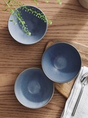 Set of 3 Blue Reactive Glaze Nibble and Dip Bowls - Image 3 of 6