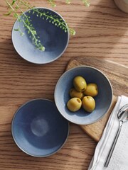 Set of 3 Blue Reactive Glaze Nibble and Dip Bowls - Image 4 of 6