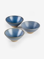 Set of 3 Blue Reactive Glaze Nibble and Dip Bowls - Image 5 of 6