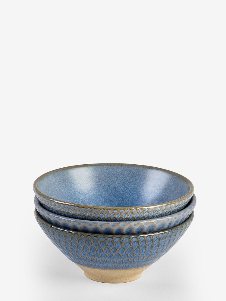 Set of 3 Blue Reactive Glaze Nibble and Dip Bowls - Image 6 of 6