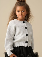 Angel & Rocket Silver Elory Scallop Sequin Rose Knitted Cardigan - Image 1 of 3