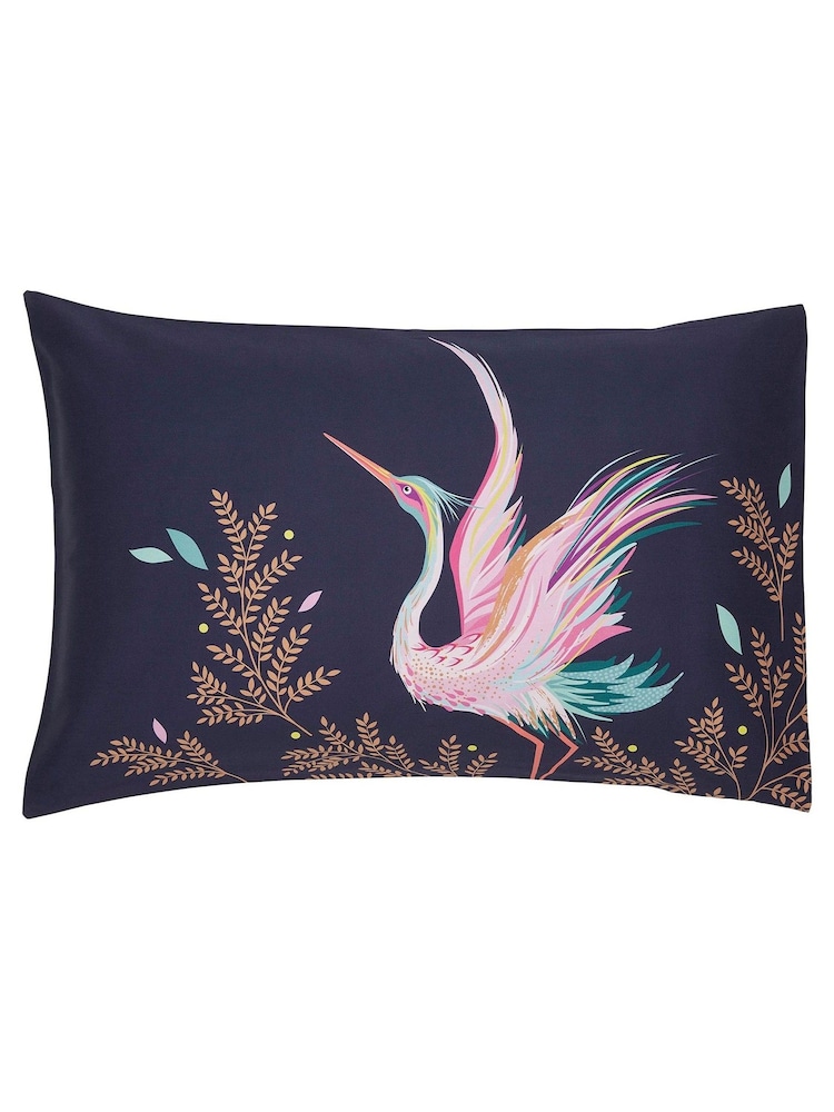 Sara Miller Blue Dancing Cranes 100% Cotton Pillowcases 2 Pack - Image 1 of 2