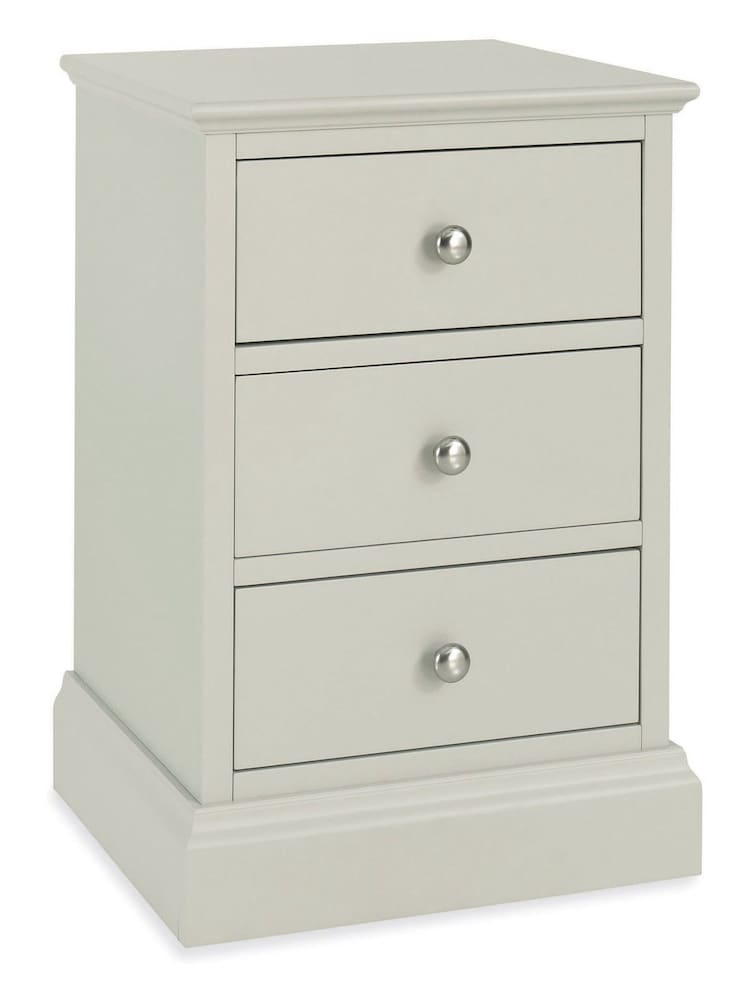 Bentley Designs Cotton Grey Ashby 3 Drawer Bedside Table - Image 1 of 2