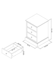 Bentley Designs Cotton Grey Ashby 3 Drawer Bedside Table - Image 2 of 2