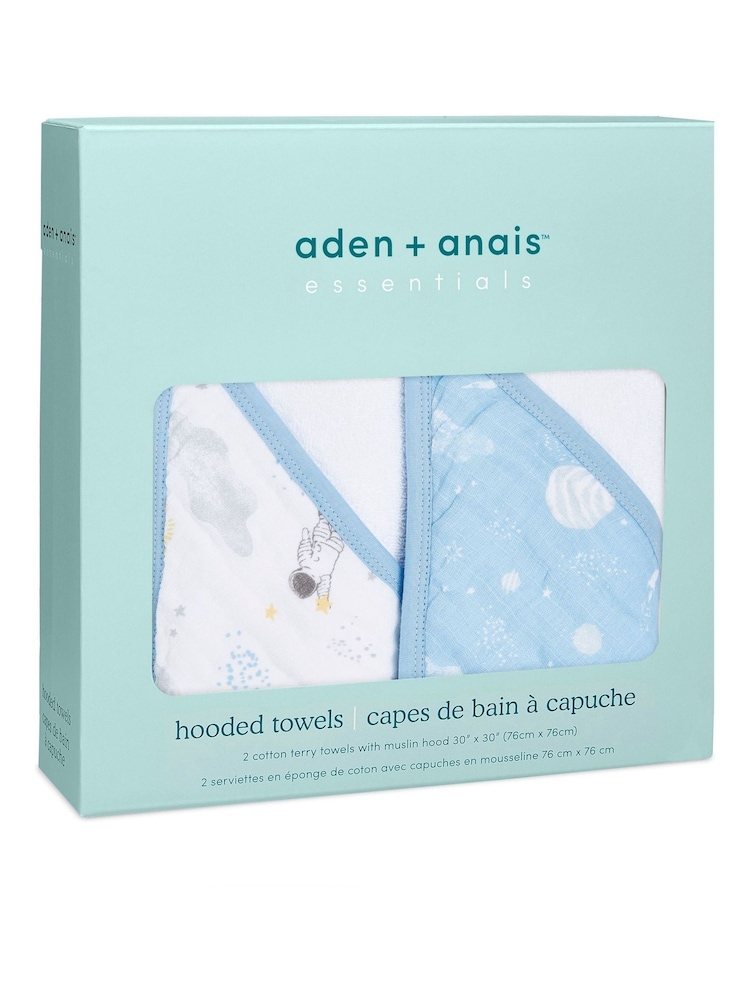 aden + anais White Essentials Hooded 100% Cotton Towels 2 Pack - Image 2 of 5