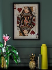Monochrome Playing Card Framed Queen Wall Art - Image 1 of 4