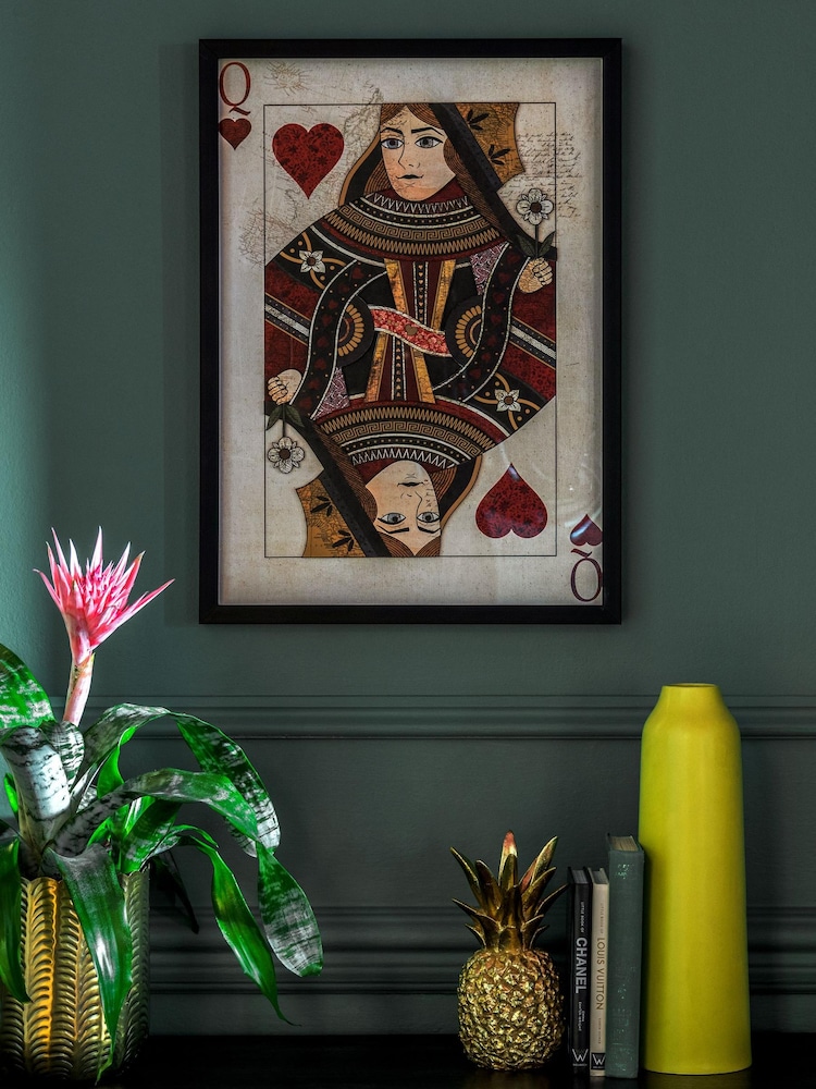 Monochrome Playing Card Framed Queen Wall Art - Image 1 of 4