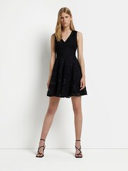 River Island Black Mini Lace Puff Skirt Dress - Image 3 of 5