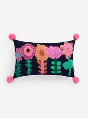 Lucy Tiffney Navy Tufted Floral Cushion - Image 3 of 5