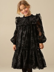 Angel & Rocket Black Nova Flocked Mesh Dress - Image 1 of 4