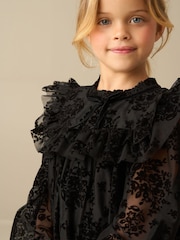 Angel & Rocket Black Nova Flocked Mesh Dress - Image 3 of 4