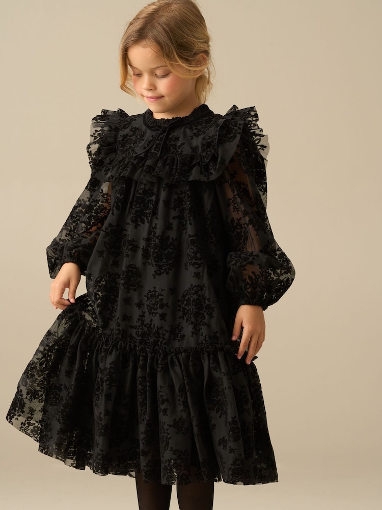 Angel & Rocket Black Nova Flocked Mesh Dress - Image 4 of 4