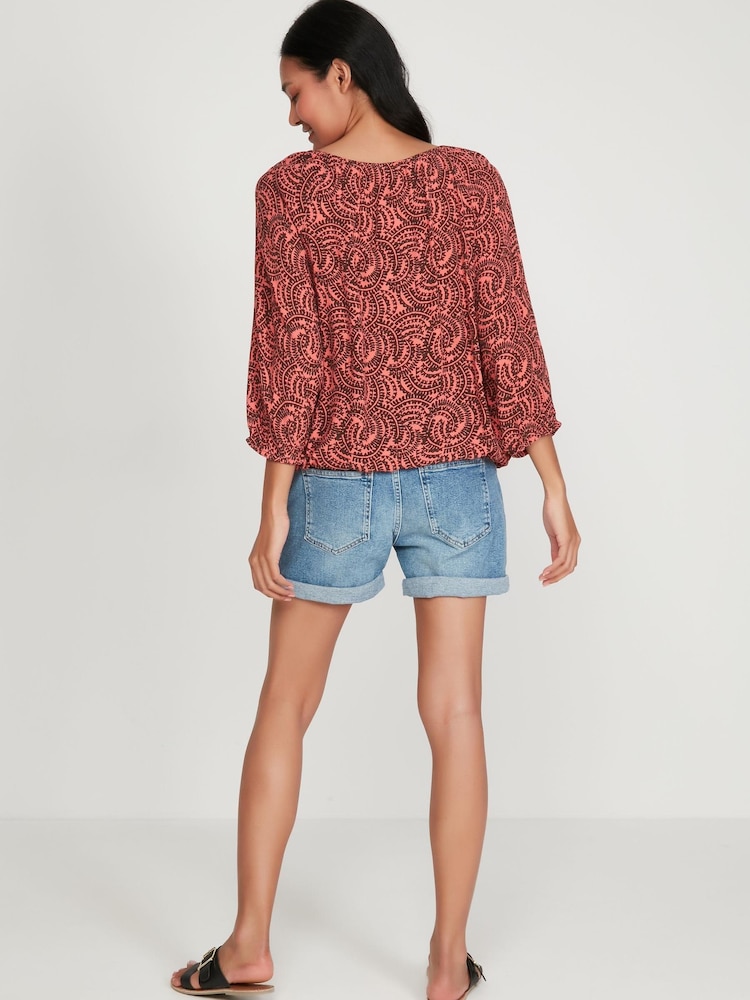 M&Co Red Swirl Design Gypsy Top - Image 2 of 4