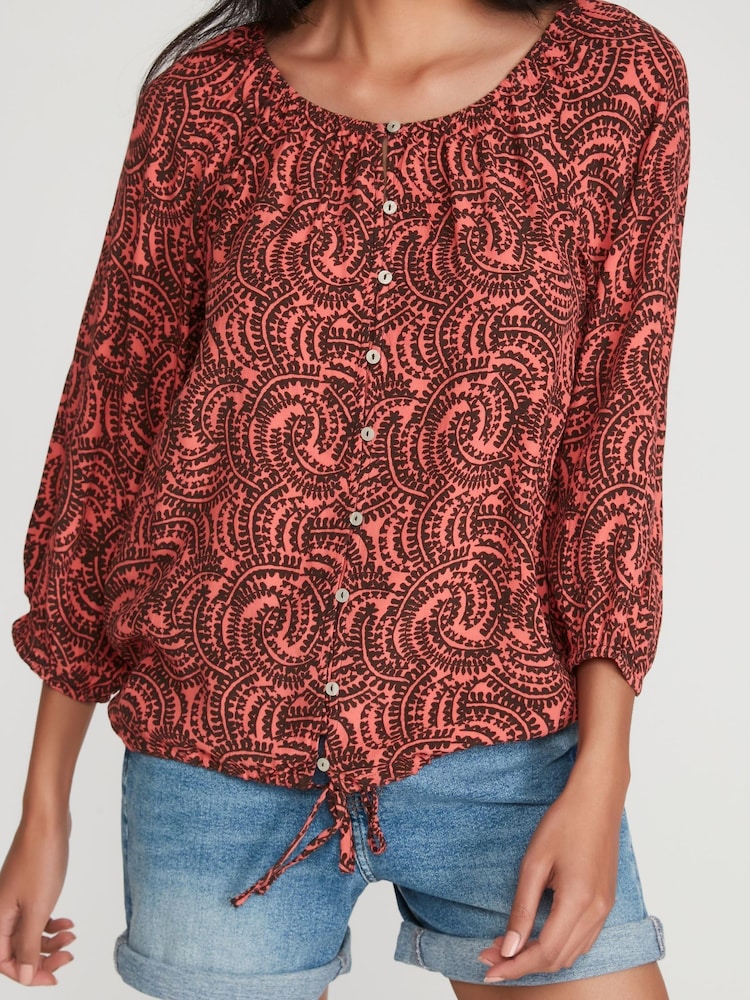 M&Co Red Swirl Design Gypsy Top - Image 3 of 4