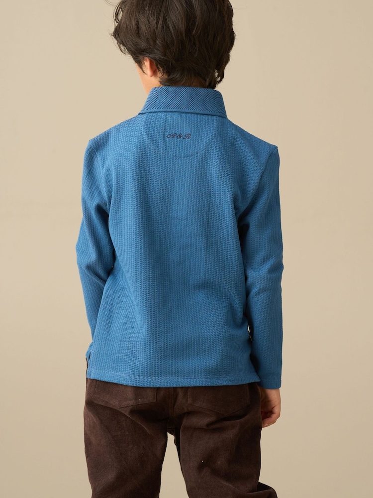 Angel & Rocket Blue Oliver Smart Textured Polo - Image 2 of 3