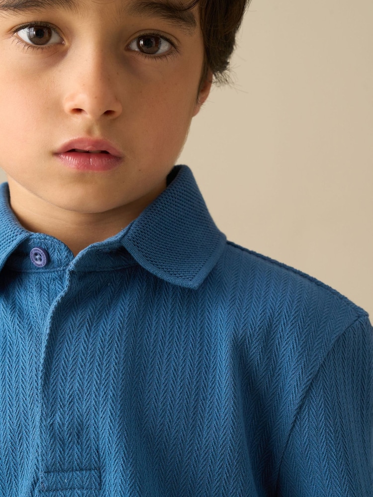 Angel & Rocket Blue Oliver Smart Textured Polo - Image 3 of 3