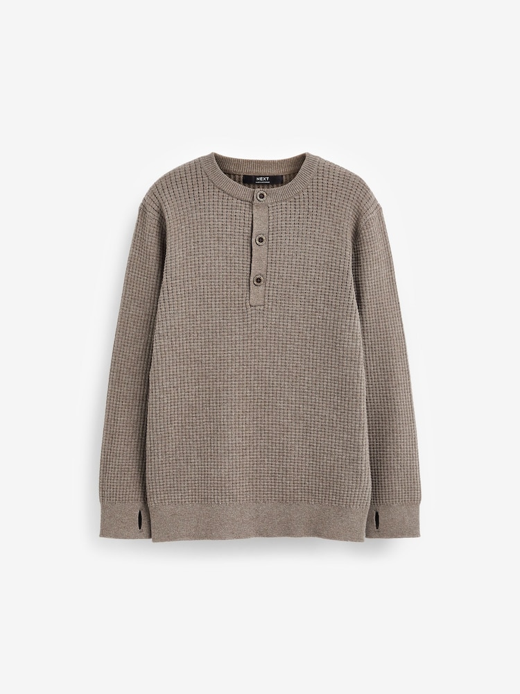 Taupe Brown Henley Crew Jumper (3-16yrs) - Image 1 of 2