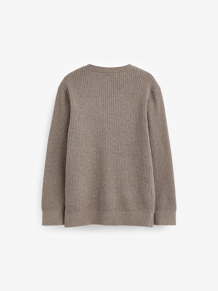 Taupe Brown Henley Crew Jumper (3-16yrs) - Image 2 of 2