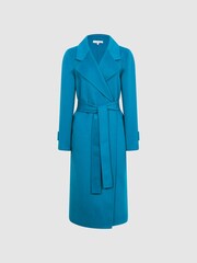 Reiss Blue Agnes Belted Blindseam Wool Longline Coat - Image 2 of 7