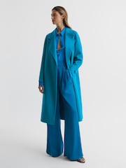 Reiss Blue Agnes Belted Blindseam Wool Longline Coat - Image 3 of 7