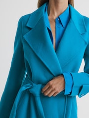 Reiss Blue Agnes Belted Blindseam Wool Longline Coat - Image 4 of 7