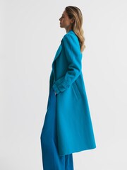 Reiss Blue Agnes Belted Blindseam Wool Longline Coat - Image 6 of 7