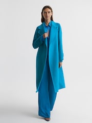 Reiss Blue Agnes Belted Blindseam Wool Longline Coat - Image 7 of 7