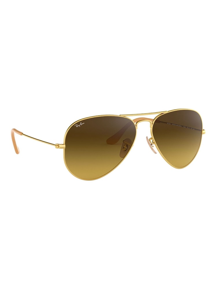 Ray-Ban Large Gold & Brown Gradient Lens Sunglasses - Image 1 of 12