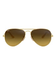 Ray-Ban Large Gold & Brown Gradient Lens Sunglasses - Image 2 of 12