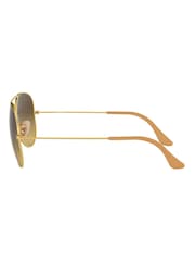 Ray-Ban Large Gold & Brown Gradient Lens Sunglasses - Image 6 of 12