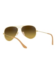 Ray-Ban Large Gold & Brown Gradient Lens Sunglasses - Image 8 of 12