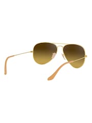 Ray-Ban Large Gold & Brown Gradient Lens Sunglasses - Image 9 of 12