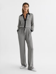 Reiss Black Sky Printed Wide Leg Trousers - Image 1 of 7