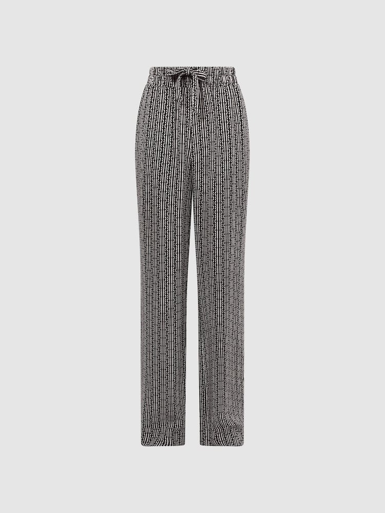Reiss Black Sky Printed Wide Leg Trousers - Image 2 of 7