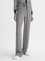 Reiss Black Sky Printed Wide Leg Trousers - Image 3 of 7