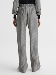 Reiss Black Sky Printed Wide Leg Trousers - Image 5 of 7