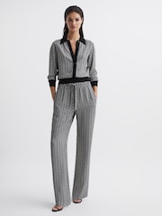 Reiss Black Sky Printed Wide Leg Trousers - Image 7 of 7