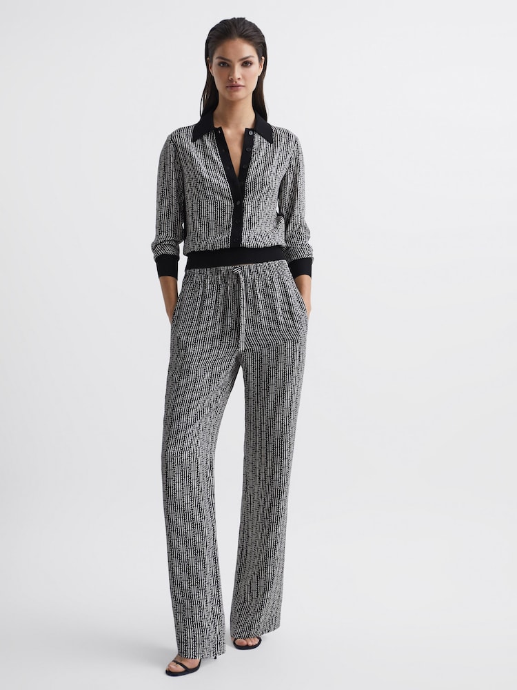 Reiss Black Sky Printed Wide Leg Trousers - Image 7 of 7