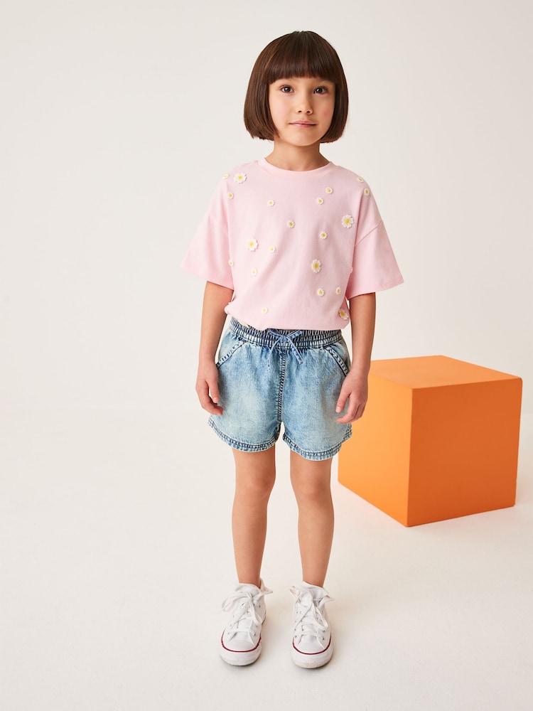 Mid Blue Elasticated Waist Shorts (3-16yrs) - Image 2 of 6 Mid Blue Elasticated Waist Shorts (3-16yrs) - Image 2 of 6
