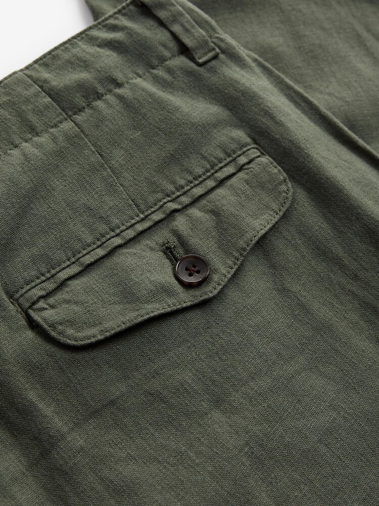 Sage Green Linen Blend Drawstring Trousers - Image 4 of 4 Sage Green Linen Blend Drawstring Trousers - Image 4 of 4