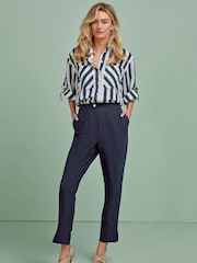 Marineblau/blau - Hose in Slim Fit mit extra hoher Taille - Bild 1 von 5