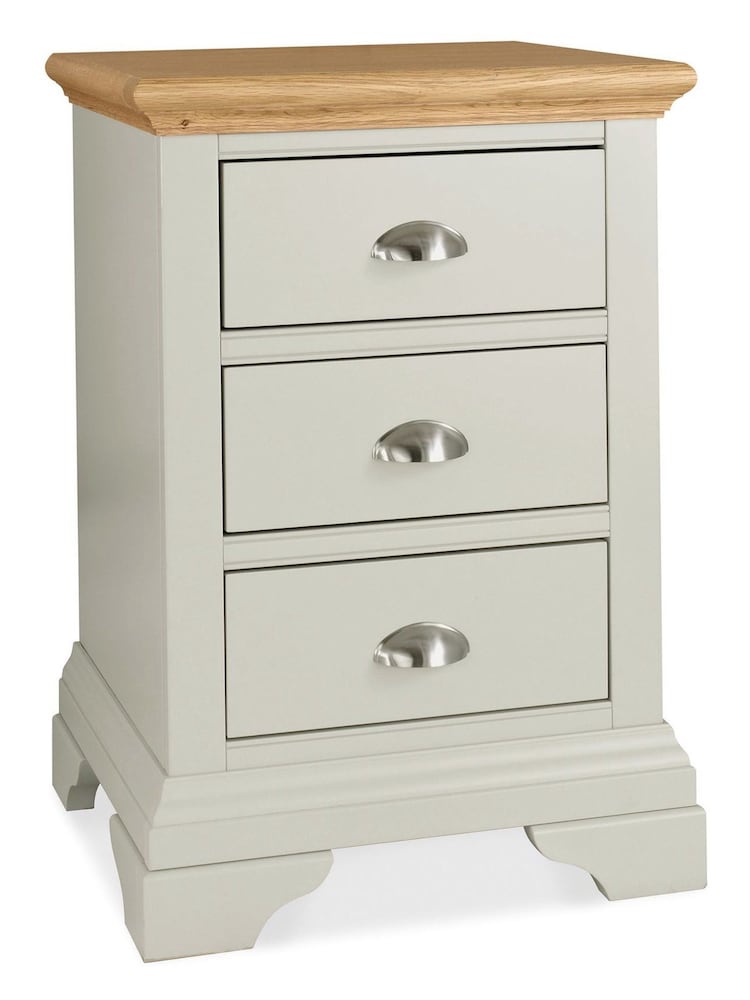 Bentley Designs Grey Oak Hampstead 3 Drawer Bedside Table - Image 1 of 2