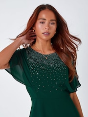 Roman Green Petite Embellished Skater Dress - Image 4 of 5