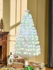 Homcom White Fibre Optic Artificial Christmas 5ft Tree - Image 1 of 5