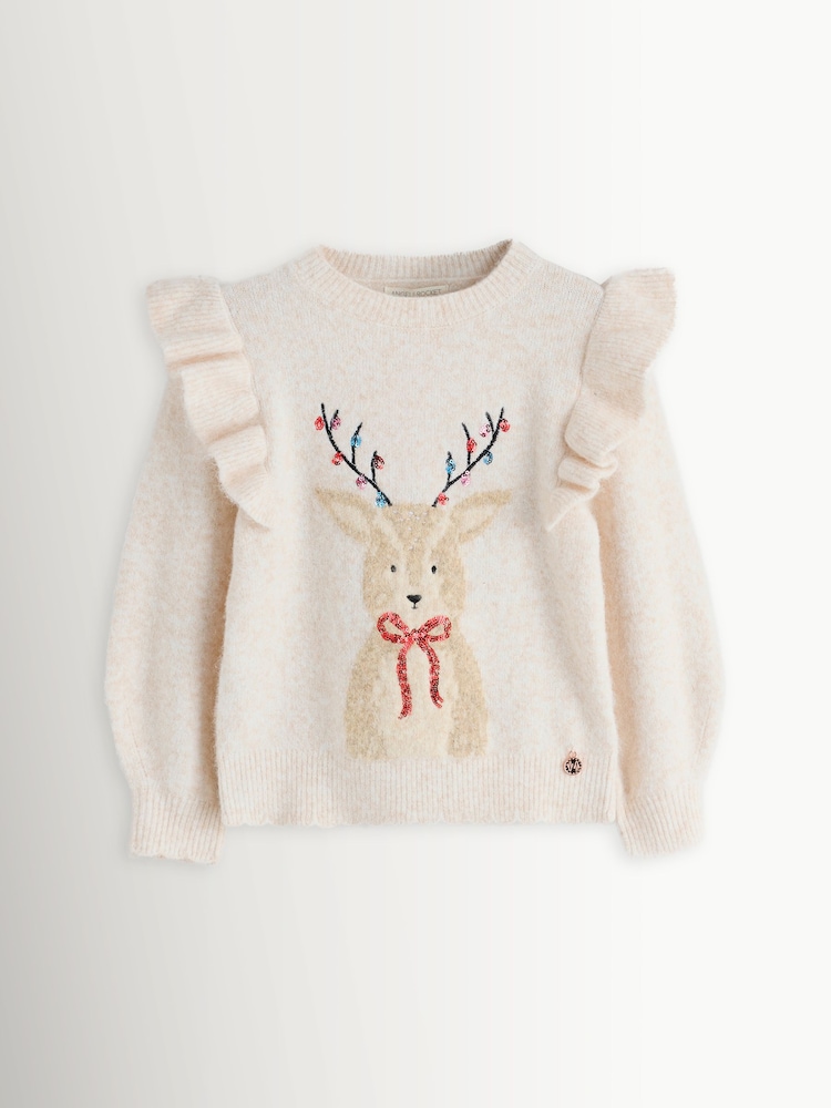 Angel & Rocket Lyla Novelty Reindeer Knitted Jumper - Image 6 of 6