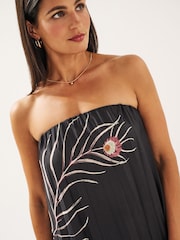Mono-Print - Plissiertes Maxi-Schlauchkleid - Bild 5 von 7