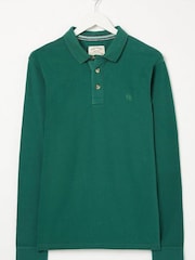 Fat Face Green Long Sleeve Pique Polo Shirt - Image 4 of 4
