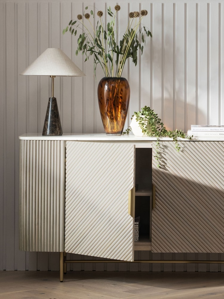 Light Grey Valencia Marble Mango Wood Large Sideboard - Image 11 of 11