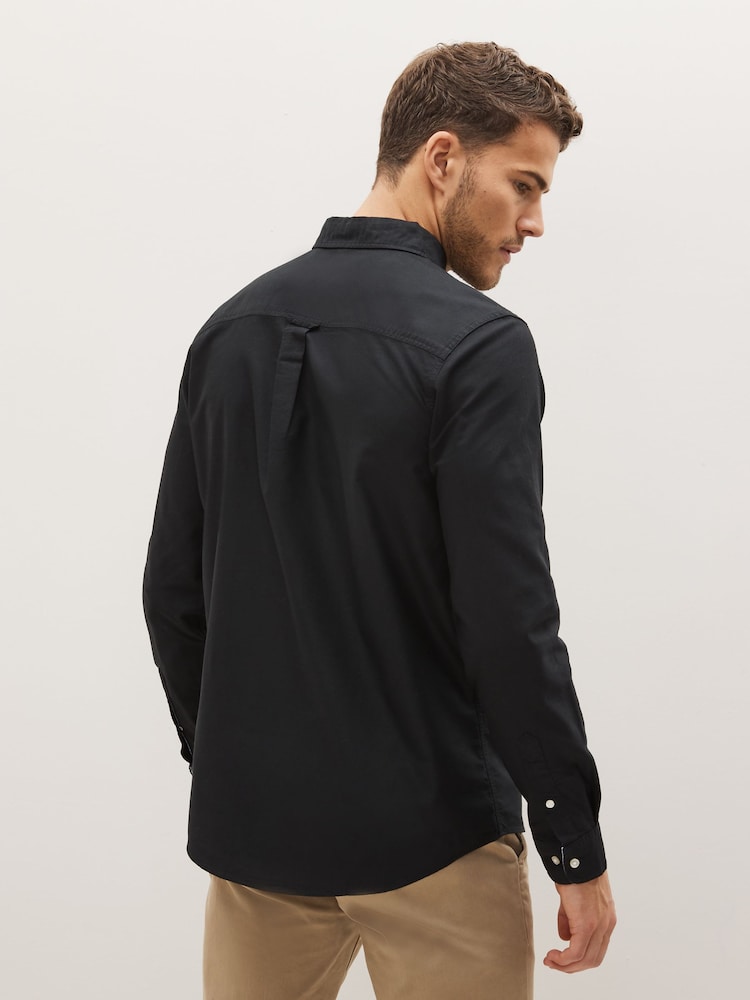 Black Regular Fit Long Sleeve Oxford Shirt - Image 2 of 4