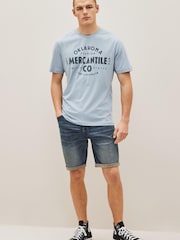 Dark Blue Straight Stretch Denim Shorts - Image 2 of 7